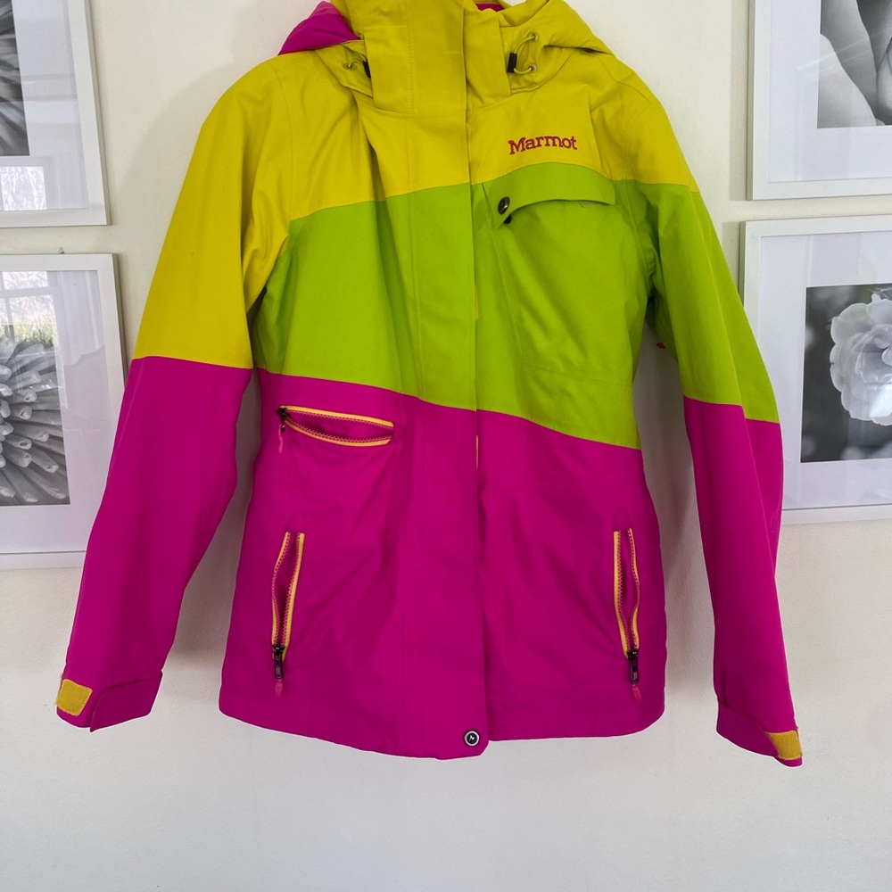 Marmot Membrain Women's Ski Coat Pink, Green & Yellow Size Small